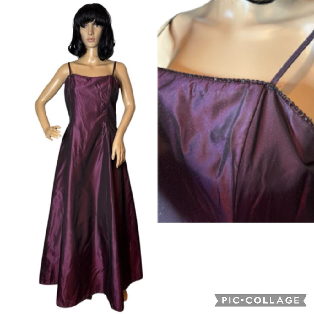 Y2K Scott McClintock Burgundy Glitter Formal Maxi Dress Medium
